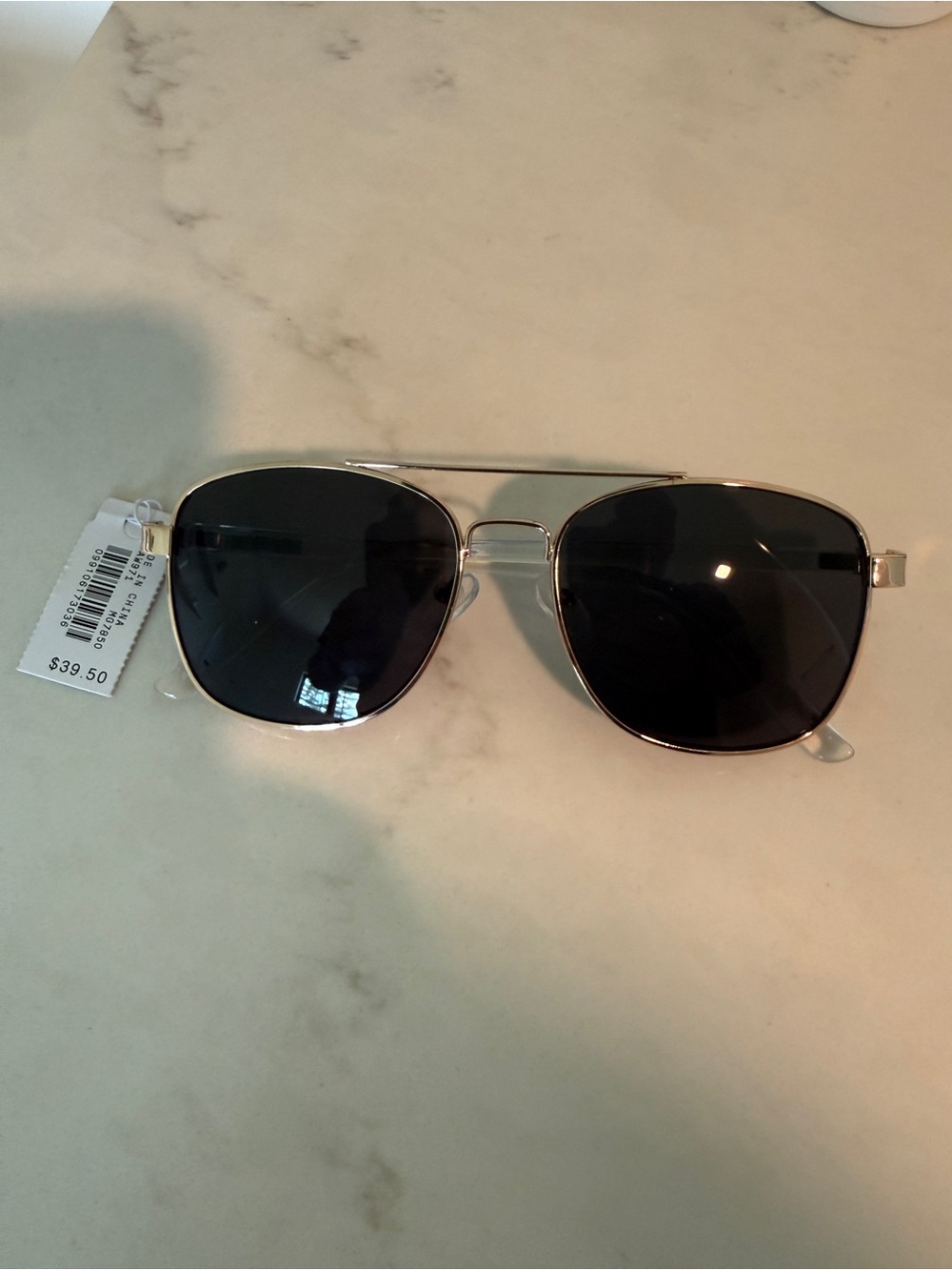 J. Crew Gold Frame Black Lens Aviator Sunglasses